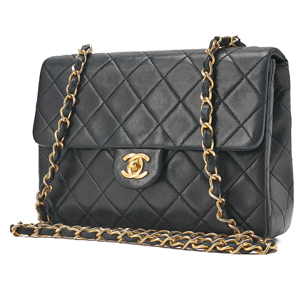 CHANEL Chain Shoulder Bag Minimat Telass? 20cm Lambskin Black Gold-Tone Hardware, Pre-Owned