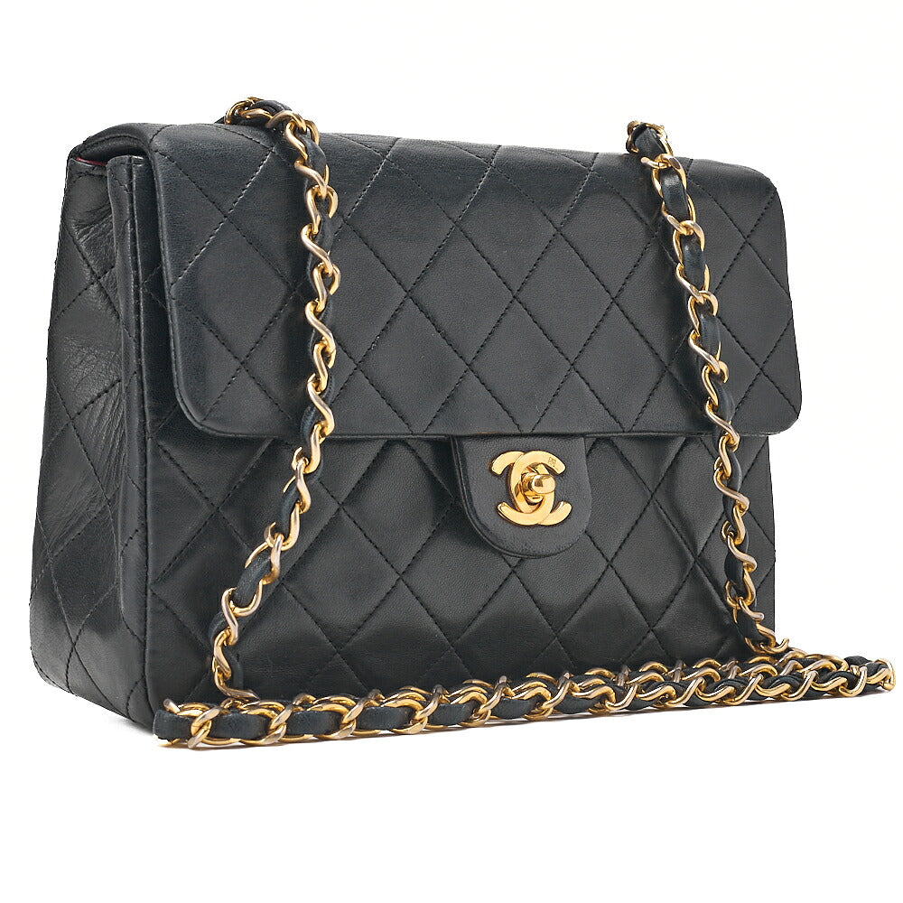 CHANEL Chain Shoulder Bag Minimat Telass? 20cm Lambskin Black Gold-Tone Hardware, Pre-Owned