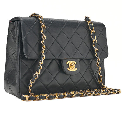 CHANEL Chain Shoulder Bag Minimat Telass? 20cm Lambskin Black Gold-Tone Hardware, Pre-Owned