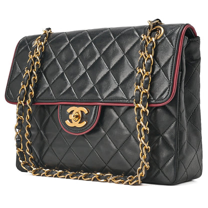 CHANEL Chain Shoulder Bag Matelasse Bicolor Lambskin Black x Red Gold-Tone Hardware, Pre-Owned