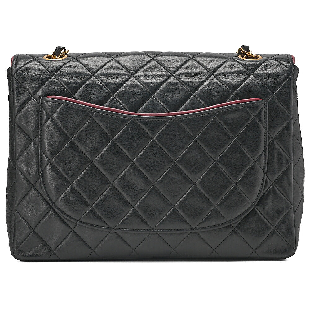CHANEL Chain Shoulder Bag Matelasse Bicolor Lambskin Black x Red Gold-Tone Hardware, Pre-Owned