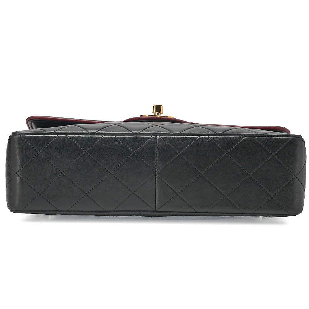 CHANEL Chain Shoulder Bag Matelasse Bicolor Lambskin Black x Red Gold-Tone Hardware, Pre-Owned
