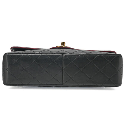 CHANEL Chain Shoulder Bag Matelasse Bicolor Lambskin Black x Red Gold-Tone Hardware, Pre-Owned