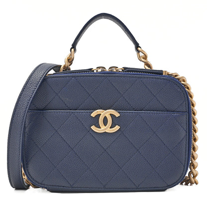 CHANEL Matelasse Caviar Skin 2WAY Chain Shoulder Navy Gold-Tone Hardware, Pre-Owned