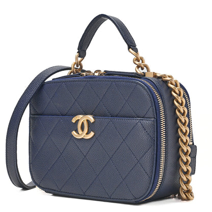 CHANEL Matelasse Caviar Skin 2WAY Chain Shoulder Navy Gold-Tone Hardware, Pre-Owned
