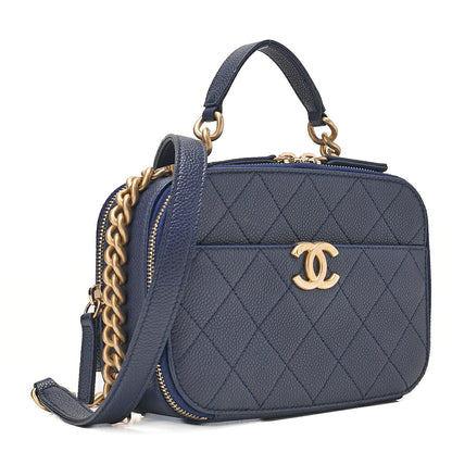 CHANEL Matelasse Caviar Skin 2WAY Chain Shoulder Navy Gold-Tone Hardware, Pre-Owned