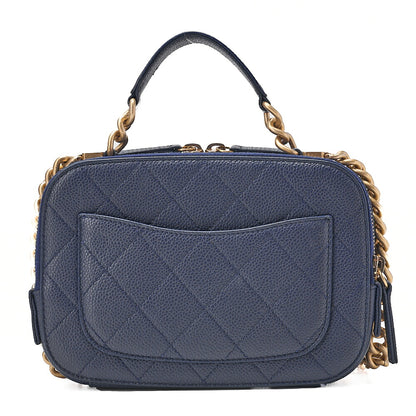 CHANEL Matelasse Caviar Skin 2WAY Chain Shoulder Navy Gold-Tone Hardware, Pre-Owned