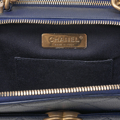 CHANEL Matelasse Caviar Skin 2WAY Chain Shoulder Navy Gold-Tone Hardware, Pre-Owned