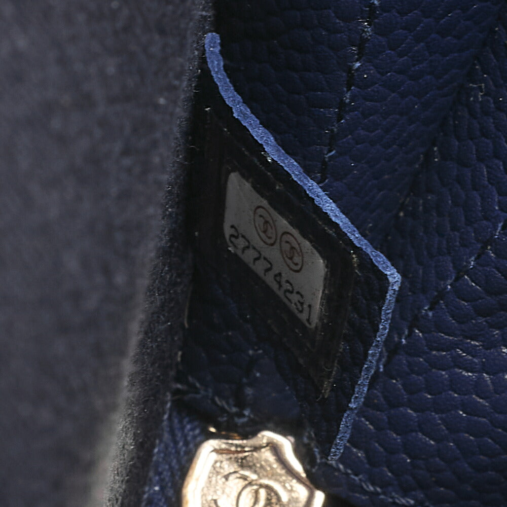 CHANEL Matelasse Caviar Skin 2WAY Chain Shoulder Navy Gold-Tone Hardware, Pre-Owned