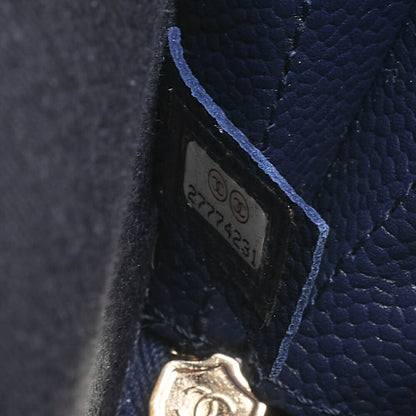 CHANEL Matelasse Caviar Skin 2WAY Chain Shoulder Navy Gold-Tone Hardware, Pre-Owned