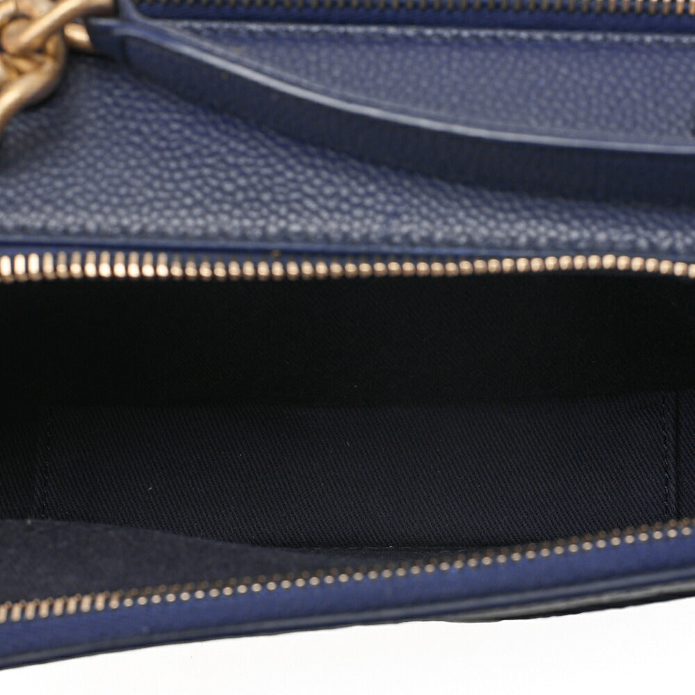 CHANEL Matelasse Caviar Skin 2WAY Chain Shoulder Navy Gold-Tone Hardware, Pre-Owned