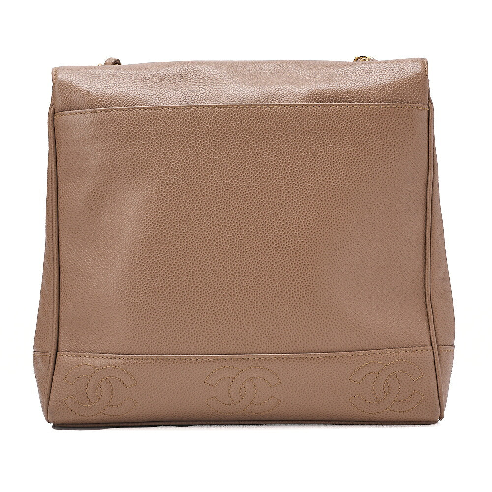 CHANEL Caviar Skin Triple Coco Turn Lock Chain Shoulder Bag Brown Gold-Tone Hardware, Pre-Owned