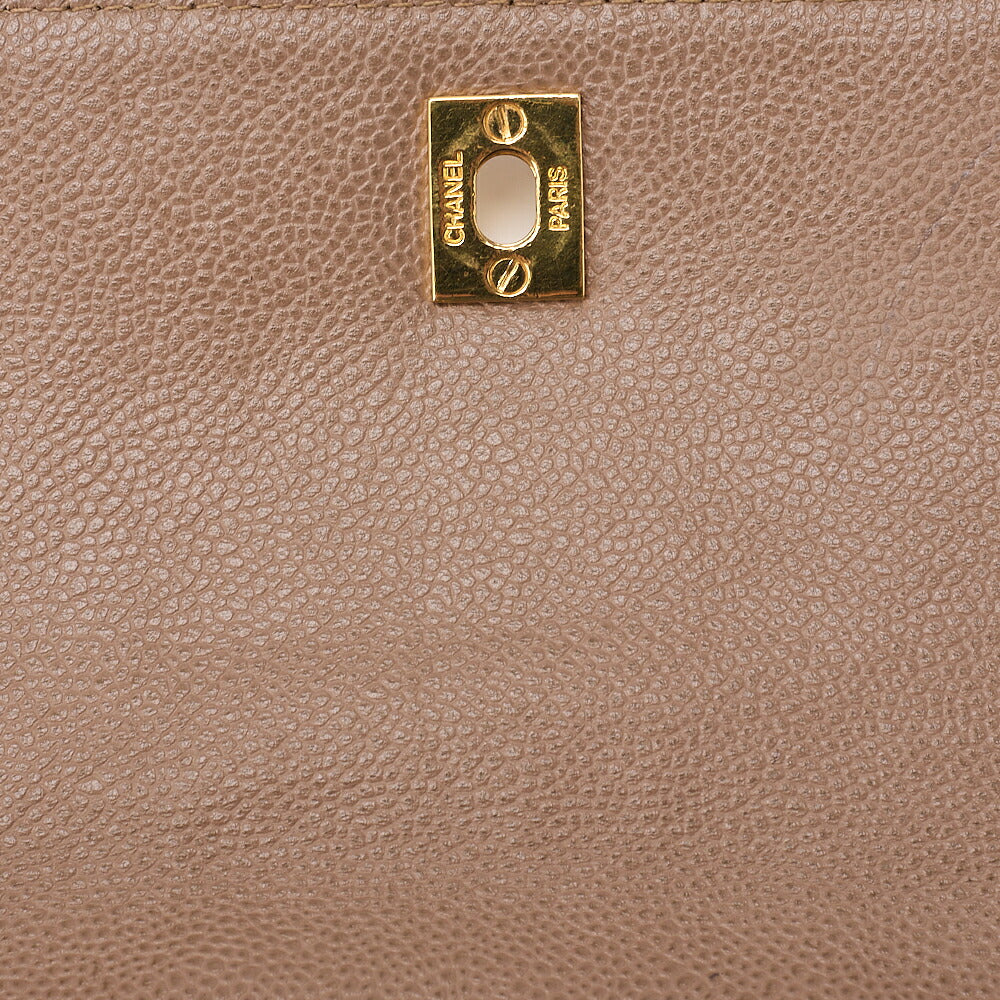 CHANEL Caviar Skin Triple Coco Turn Lock Chain Shoulder Bag Brown Gold-Tone Hardware, Pre-Owned