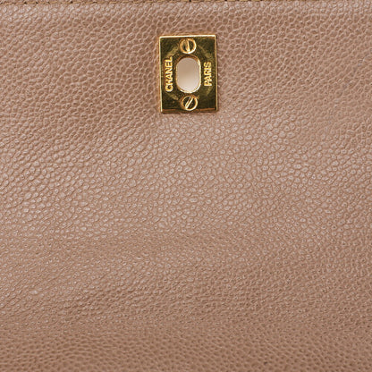 CHANEL Caviar Skin Triple Coco Turn Lock Chain Shoulder Bag Brown Gold-Tone Hardware, Pre-Owned