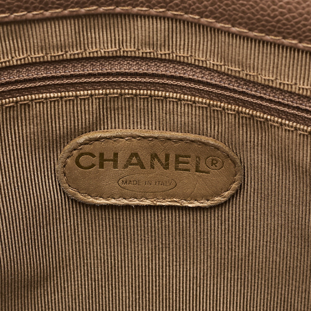 CHANEL Caviar Skin Triple Coco Turn Lock Chain Shoulder Bag Brown Gold-Tone Hardware, Pre-Owned
