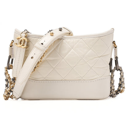 CHANEL Vintage Calf Gabrielle du Chanel Chain Shoulder White Gold x Silver-Tone Hardware, Pre-Owned