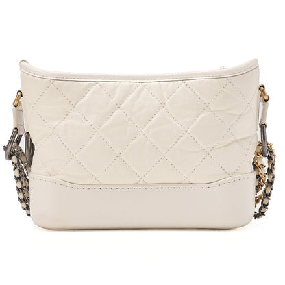 CHANEL Vintage Calf Gabrielle du Chanel Chain Shoulder White Gold x Silver-Tone Hardware, Pre-Owned