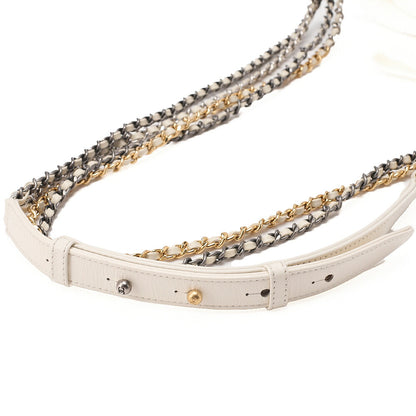 CHANEL Vintage Calf Gabrielle du Chanel Chain Shoulder White Gold x Silver-Tone Hardware, Pre-Owned