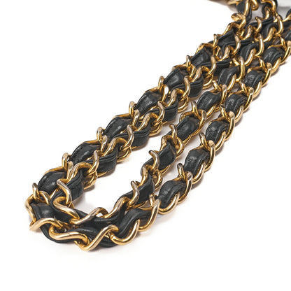 CHANEL Chain Shoulder Bag Deka Matelasse 34cm Single Flap Lambskin Black Gold-Tone Hardware, Pre-Owned