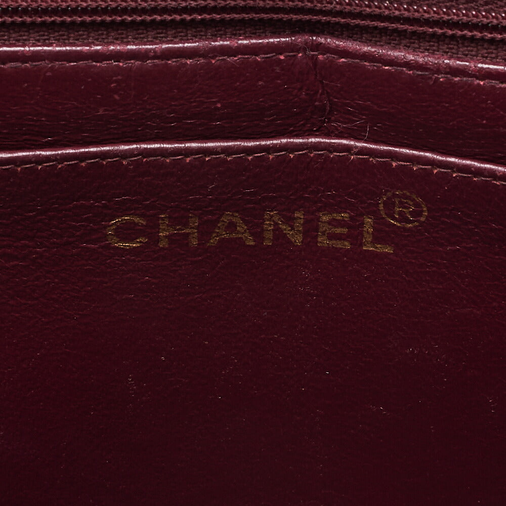 CHANEL Chain Shoulder Bag Deka Matelasse 34cm Single Flap Lambskin Black Gold-Tone Hardware, Pre-Owned