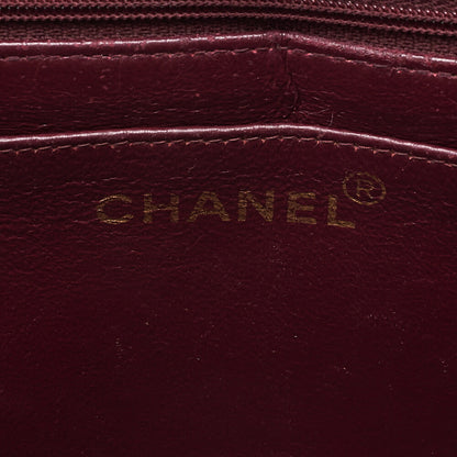 CHANEL Chain Shoulder Bag Deka Matelasse 34cm Single Flap Lambskin Black Gold-Tone Hardware, Pre-Owned