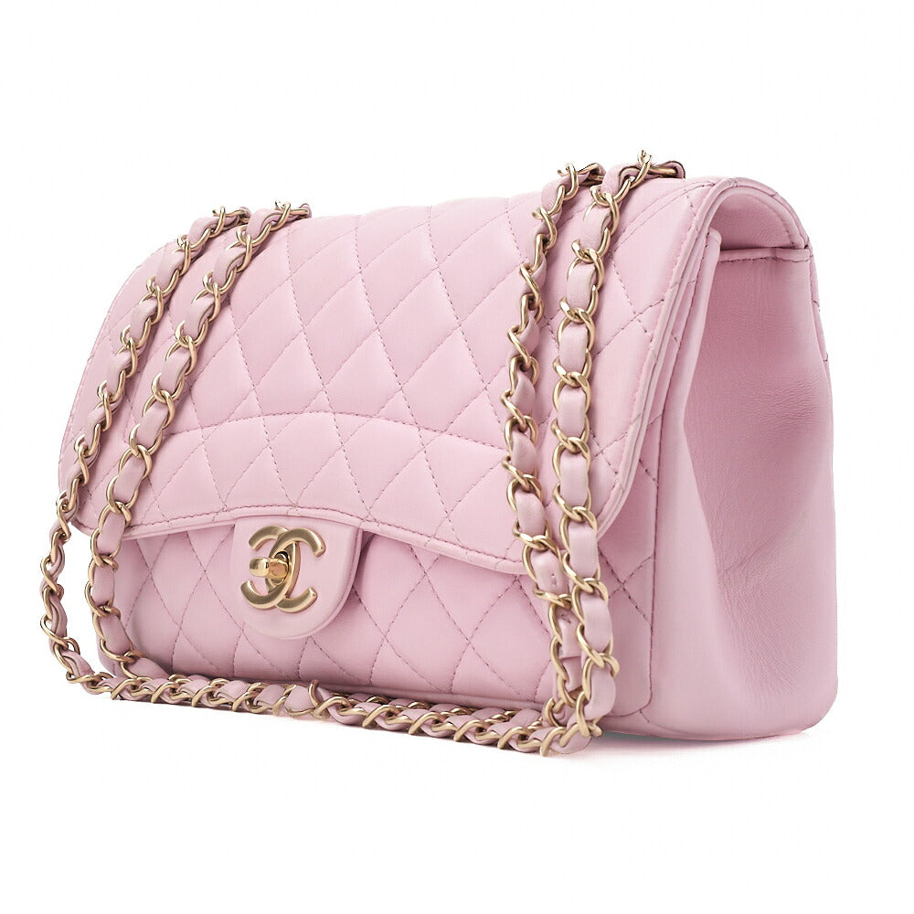 CHANEL Lambskin Matelasse Single Chain Shoulder Pink Gold-Tone Hardware, Pre-Owned