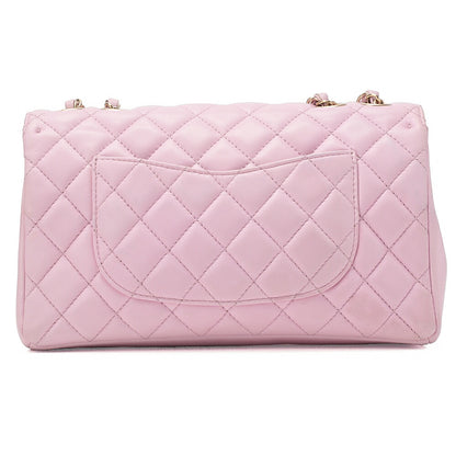 CHANEL Lambskin Matelasse Single Chain Shoulder Pink Gold-Tone Hardware, Pre-Owned