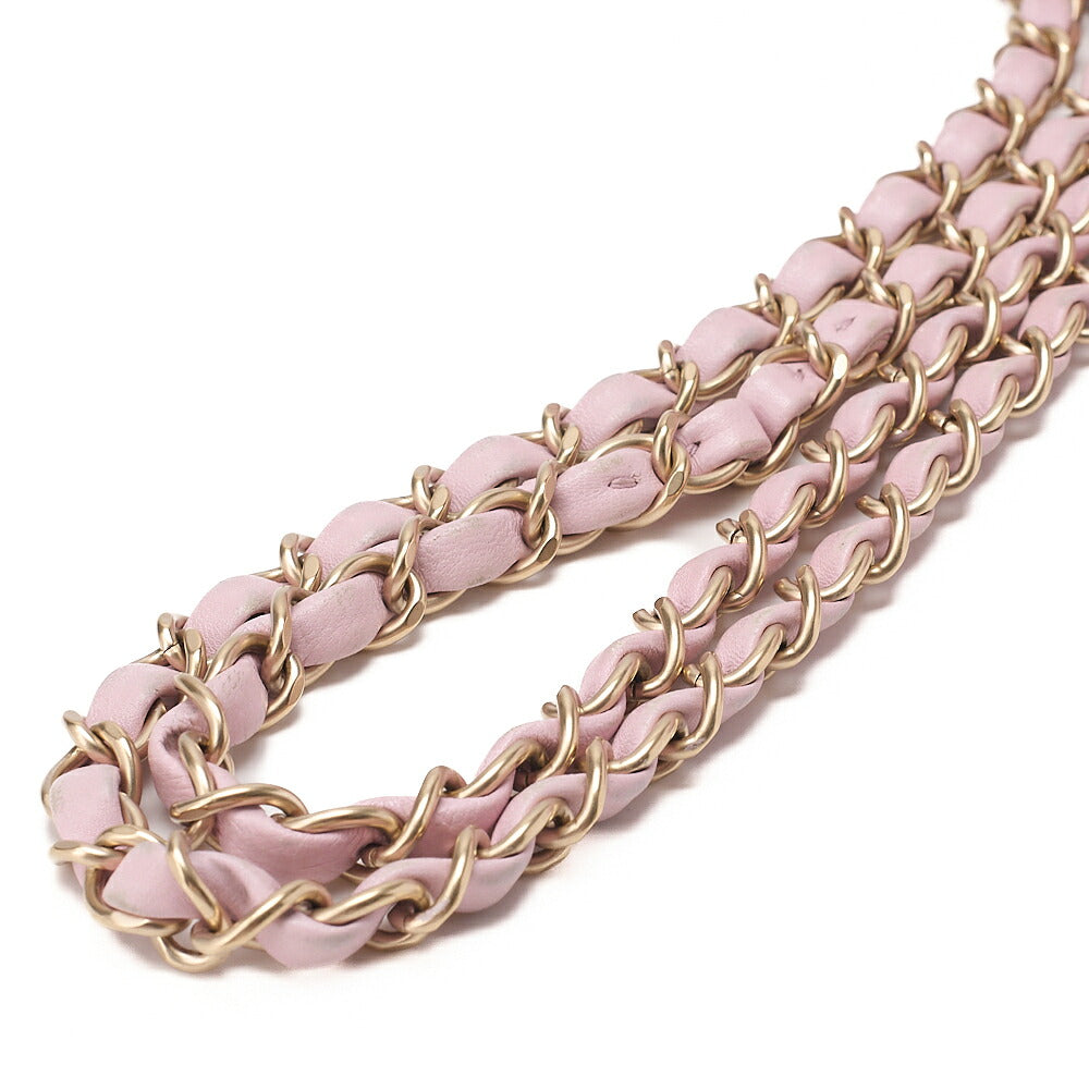 CHANEL Lambskin Matelasse Single Chain Shoulder Pink Gold-Tone Hardware, Pre-Owned