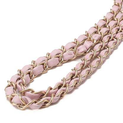 CHANEL Lambskin Matelasse Single Chain Shoulder Pink Gold-Tone Hardware, Pre-Owned