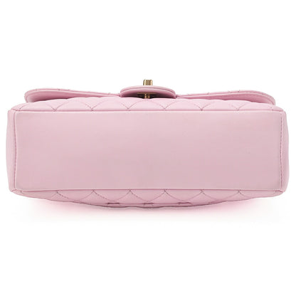 CHANEL Lambskin Matelasse Single Chain Shoulder Pink Gold-Tone Hardware, Pre-Owned