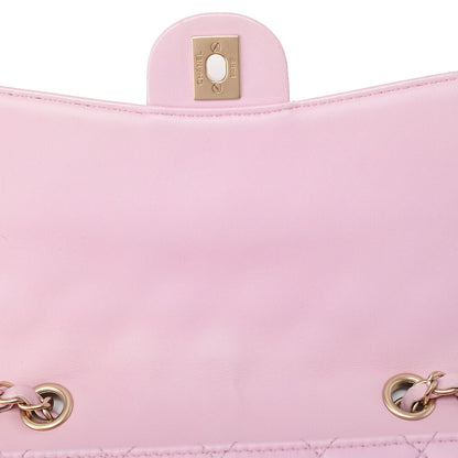 CHANEL Lambskin Matelasse Single Chain Shoulder Pink Gold-Tone Hardware, Pre-Owned