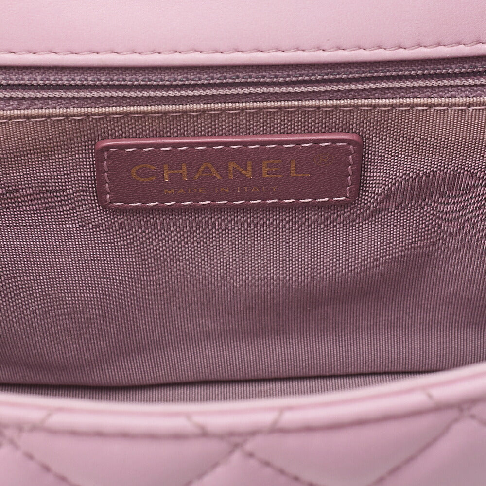 CHANEL Lambskin Matelasse Single Chain Shoulder Pink Gold-Tone Hardware, Pre-Owned
