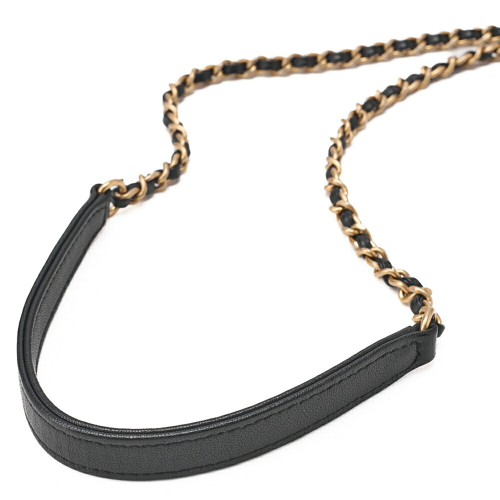 CHANEL Lambskin Mini Matelasse Camellia Turnlock Single Chain Shoulder Black Gold-Tone Hardware, Pre-Owned