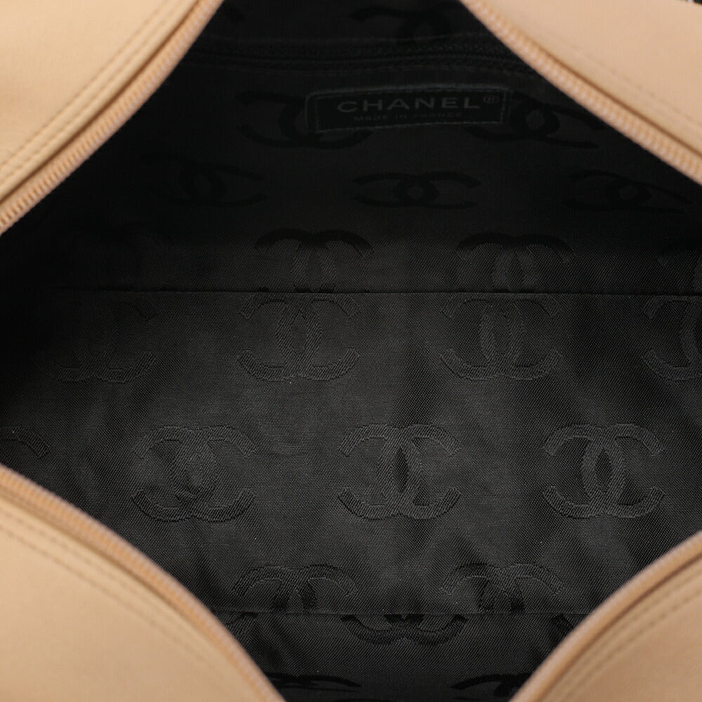 CHANEL Cambon Line Matelasse Calfskin Bowling Back Beige x Black Silver-Tone Hardware, Pre-Owned