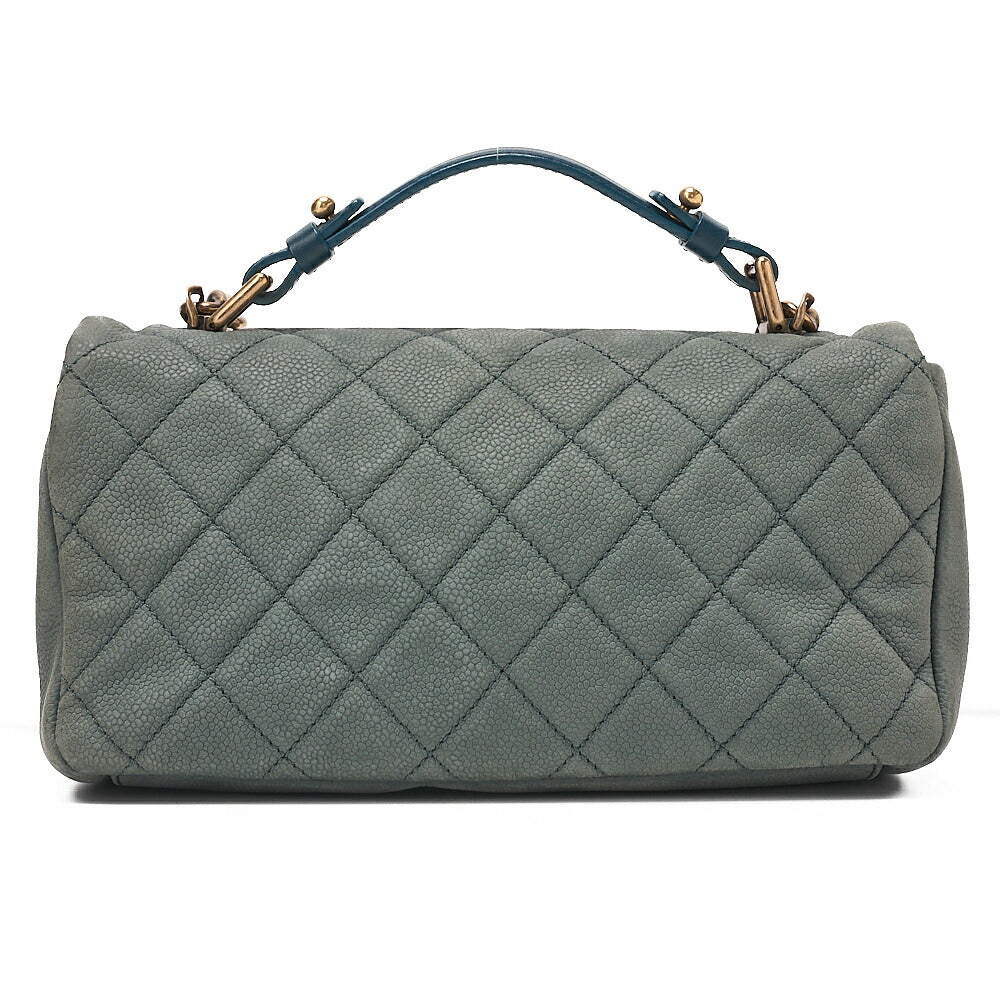 CHANEL Caviar Skin Matelasse Single 2-Way Chain Shoulder Green Gold-Tone Hardware, Pre-Owned
