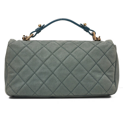 CHANEL Caviar Skin Matelasse Single 2-Way Chain Shoulder Green Gold-Tone Hardware, Pre-Owned