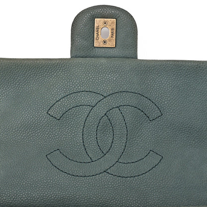 CHANEL Caviar Skin Matelasse Single 2-Way Chain Shoulder Green Gold-Tone Hardware, Pre-Owned