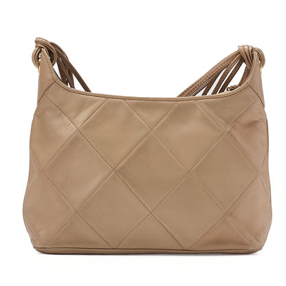CHANEL Chanel Matelasse Coco Mark Fringe Chain Shoulder Lambskin Beige Gold-Tone Hardware, Pre-Owned