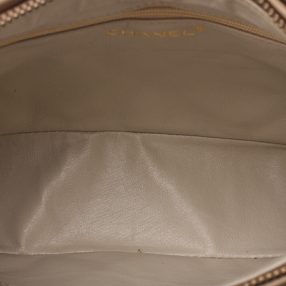 CHANEL Chanel Matelasse Coco Mark Fringe Chain Shoulder Lambskin Beige Gold-Tone Hardware, Pre-Owned