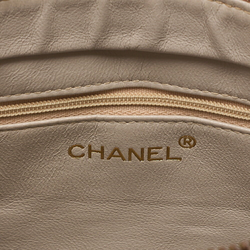 CHANEL Chanel Matelasse Coco Mark Fringe Chain Shoulder Lambskin Beige Gold-Tone Hardware, Pre-Owned