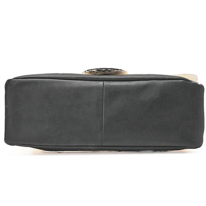 CHANEL Single Chain Shoulder Bag Single Flap Matelasse Lambskin Bicolor Ivory x Black Silver-Tone Hardware, Pre-Owned