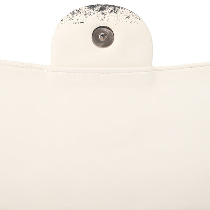 CHANEL Single Chain Shoulder Bag Single Flap Matelasse Lambskin Bicolor Ivory x Black Silver-Tone Hardware, Pre-Owned