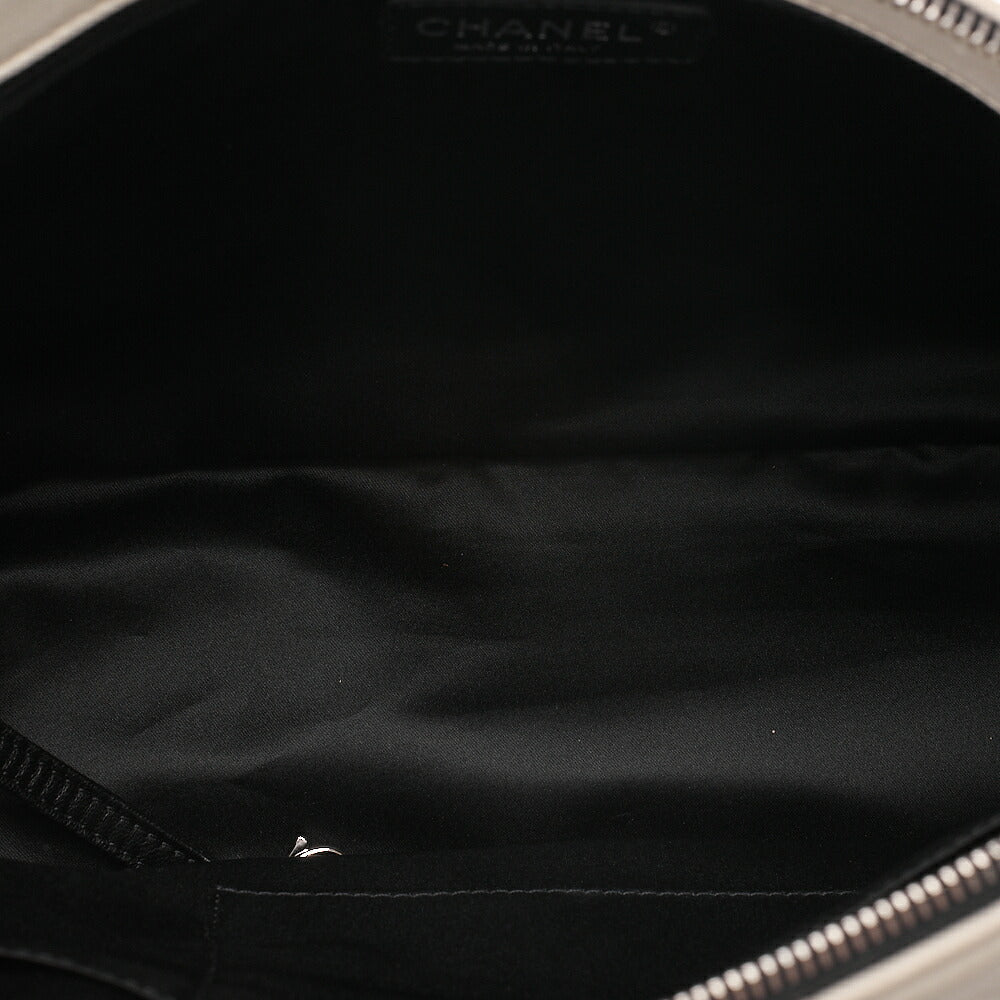 CHANEL Single Chain Shoulder Bag Single Flap Matelasse Lambskin Bicolor Ivory x Black Silver-Tone Hardware, Pre-Owned