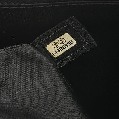 CHANEL Single Chain Shoulder Bag Single Flap Matelasse Lambskin Bicolor Ivory x Black Silver-Tone Hardware, Pre-Owned
