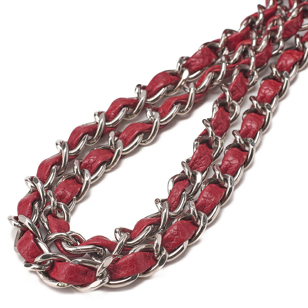 CHANEL Caviar Skin Matelasse Single Flap Chain Shoulder Red Silver-Tone Hardware, Pre-Owned