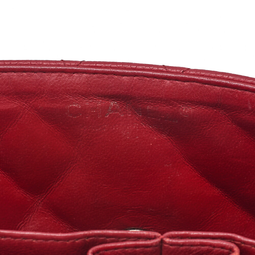 CHANEL Caviar Skin Matelasse Single Flap Chain Shoulder Red Silver-Tone Hardware, Pre-Owned