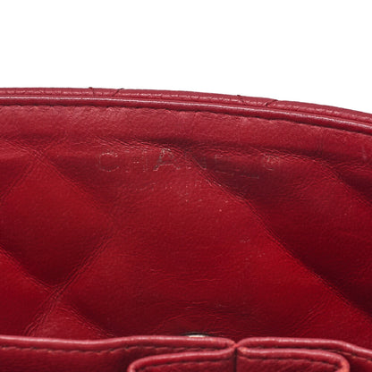 CHANEL Caviar Skin Matelasse Single Flap Chain Shoulder Red Silver-Tone Hardware, Pre-Owned