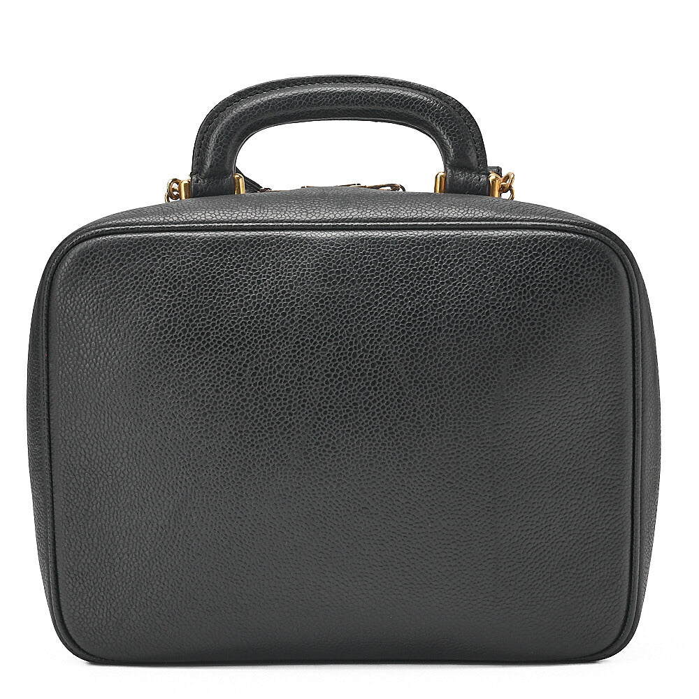 CHANEL Shoulder Bag Coco Mark Vanity 2-way Caviar Skin Black Gold-Tone Hardware, Pre-Owned