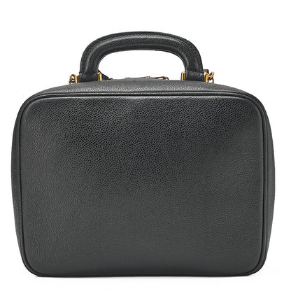 CHANEL Shoulder Bag Coco Mark Vanity 2-way Caviar Skin Black Gold-Tone Hardware, Pre-Owned
