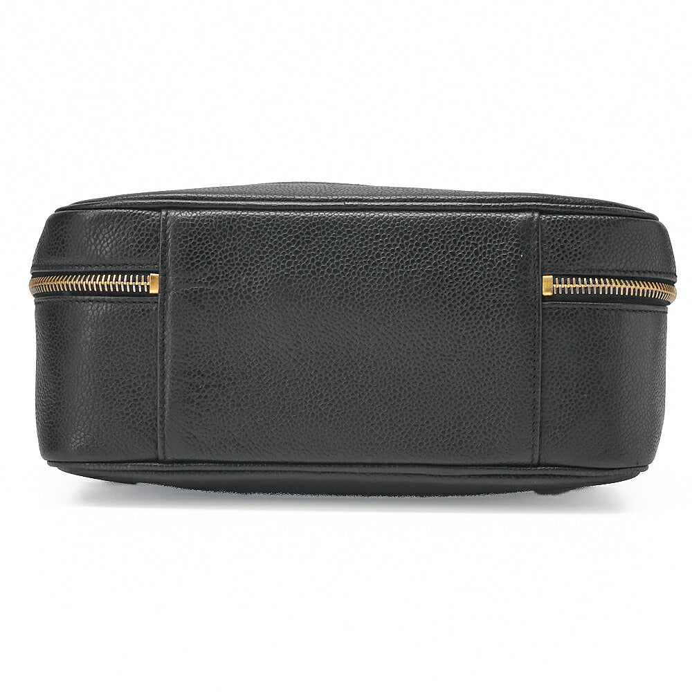 CHANEL Shoulder Bag Coco Mark Vanity 2-way Caviar Skin Black Gold-Tone Hardware, Pre-Owned